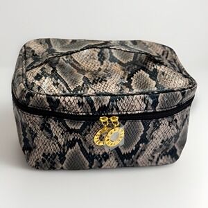 Estee Lauder Travel Case Makup Bag Faux Snake Skin Zipper Handle & Collapsible